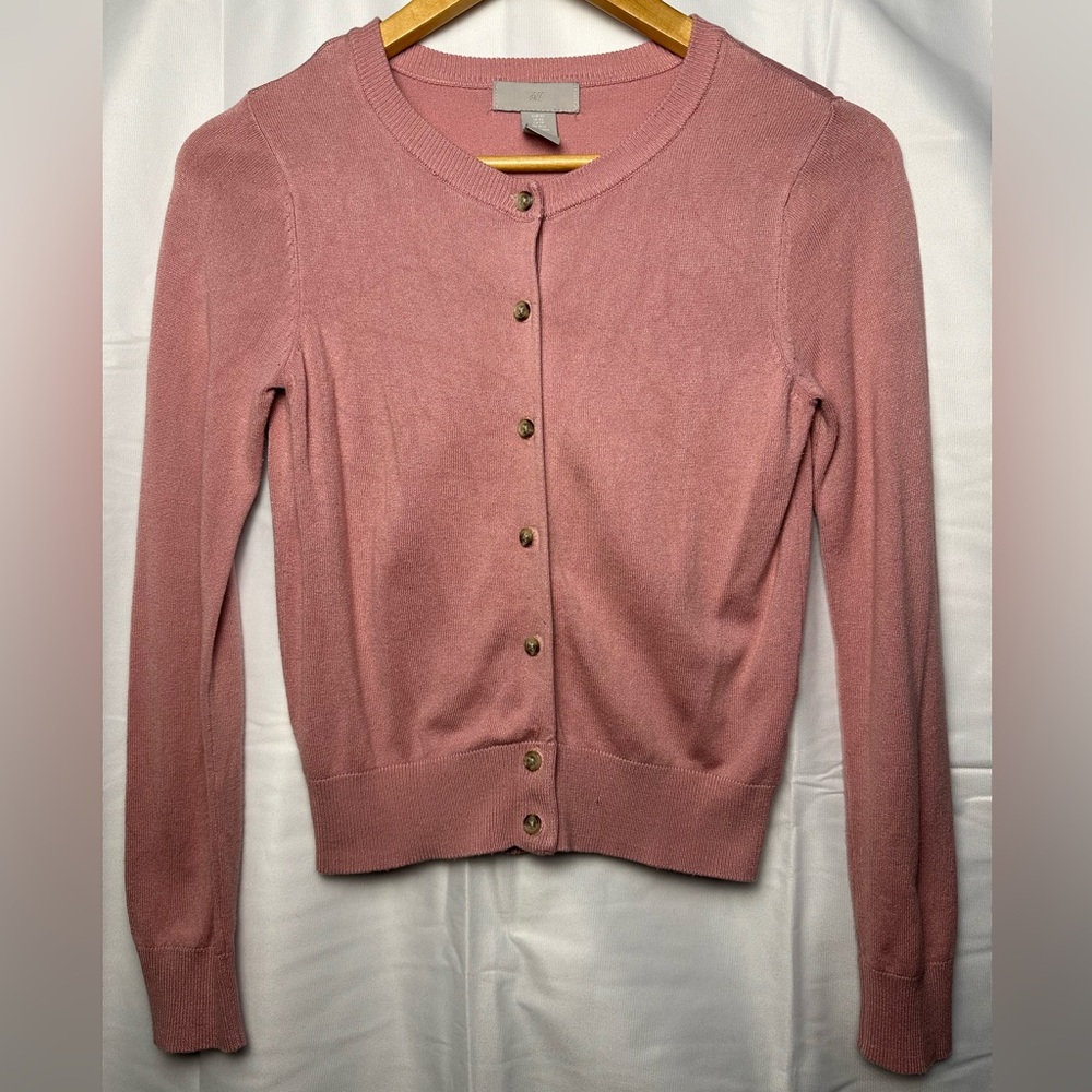 H&M Fine Knit Cardigan in Pink